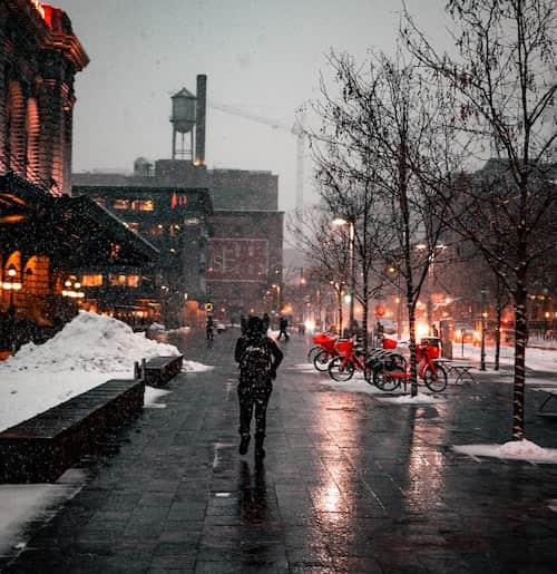 Street view of Denver in winter