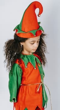 sad young girl in elf costume